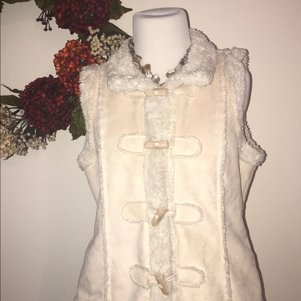 Sherpa lined, suede feel vest